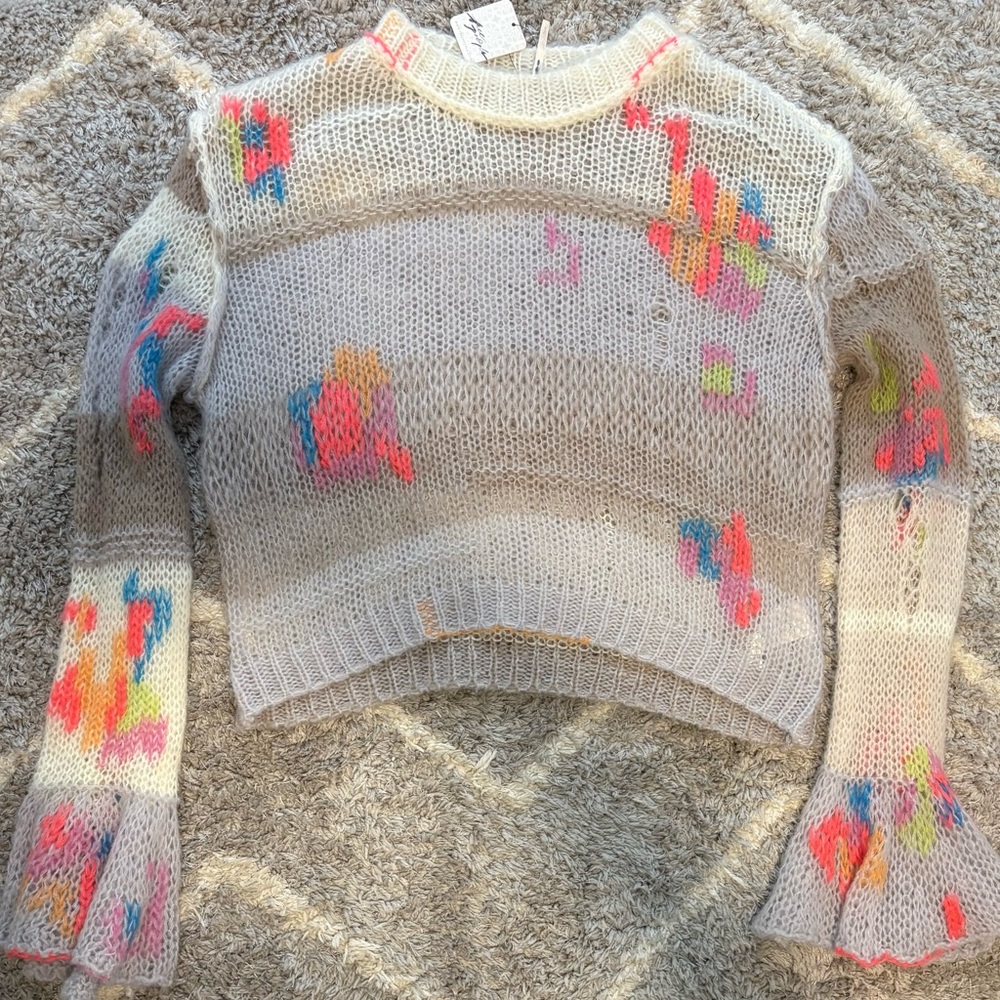 Free People *NWT* Distressed Mandy Mended Pullover Sweater